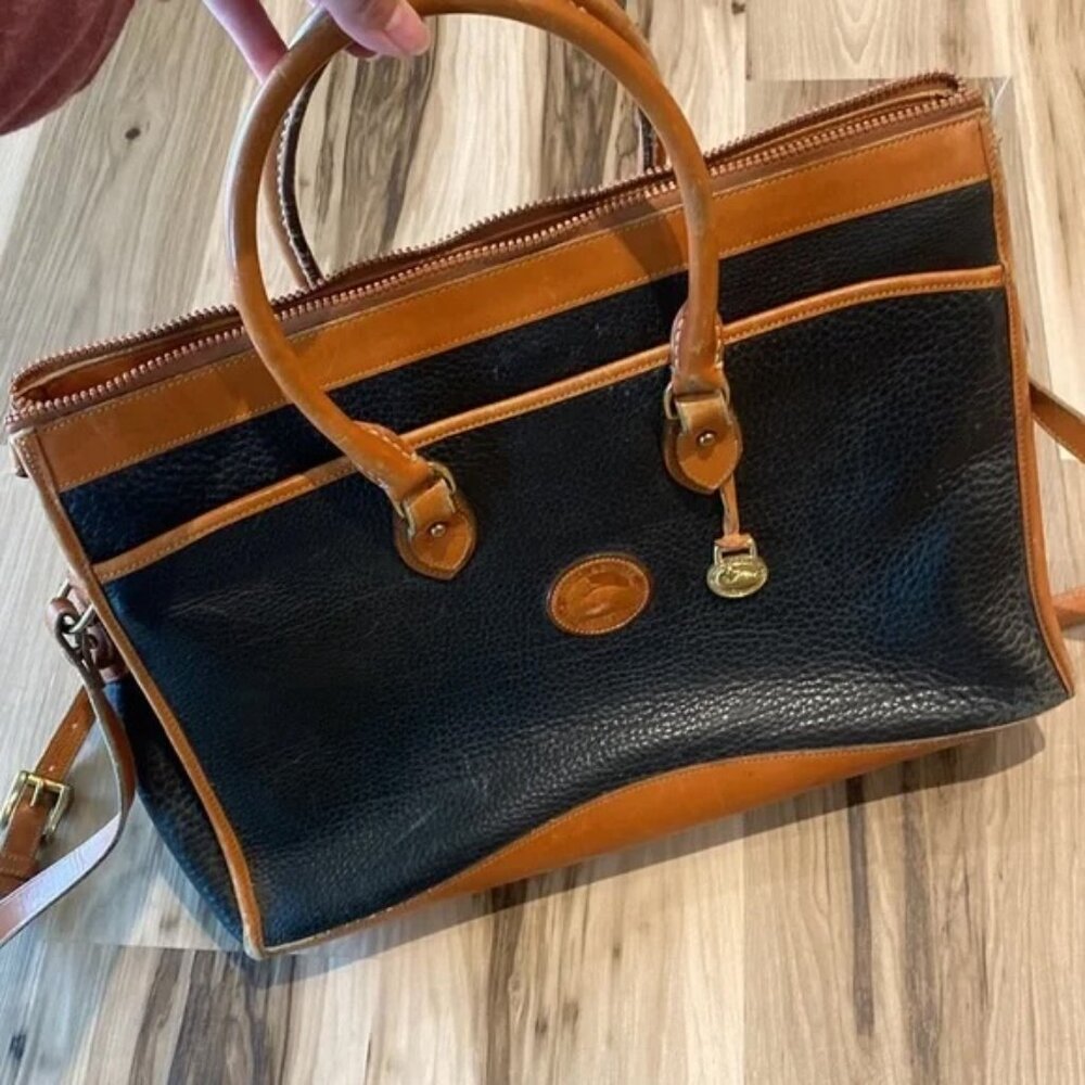 🎥 Vintage ♡ Dooney & Bourke ♡ All Weather Leather Briefcase / Messenger Bag - Picture 6 of 16